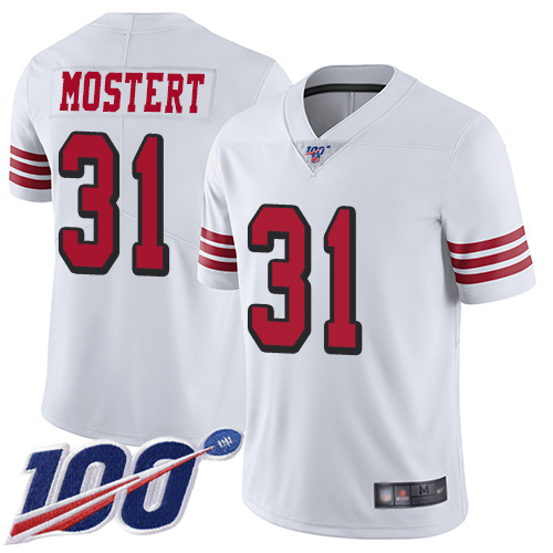 San Francisco 49ers Limited White Men Raheem Mostert NFL Jersey #31 100th Season Vapor Untouchable Rush